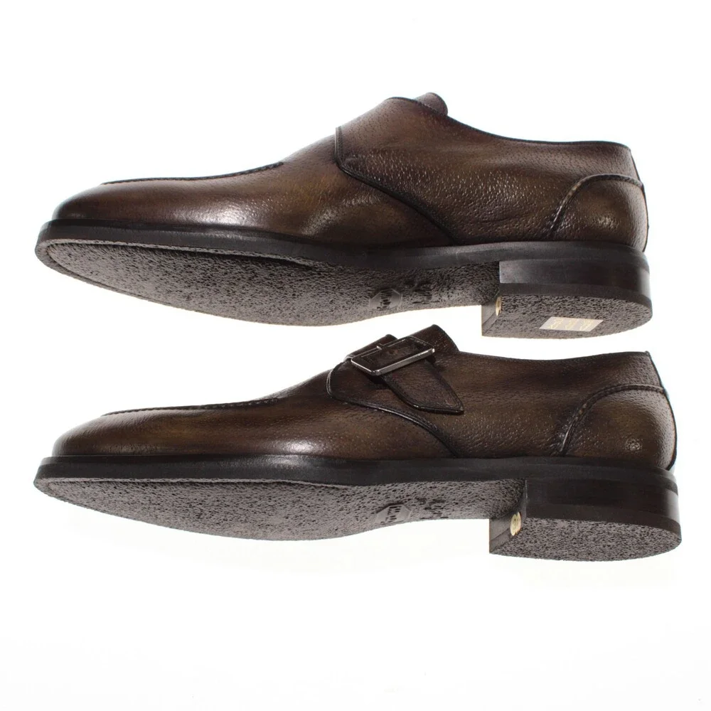 Di Bianco NWD Single Monk Strap Dress Shoes Size 9.5 US in Green Pebbled Leather